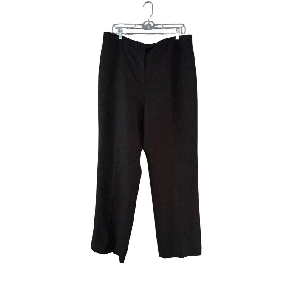 Women’s Size 16 Black Linen Rayon Blend Wide Leg Trousers Y2k Old Money Academia